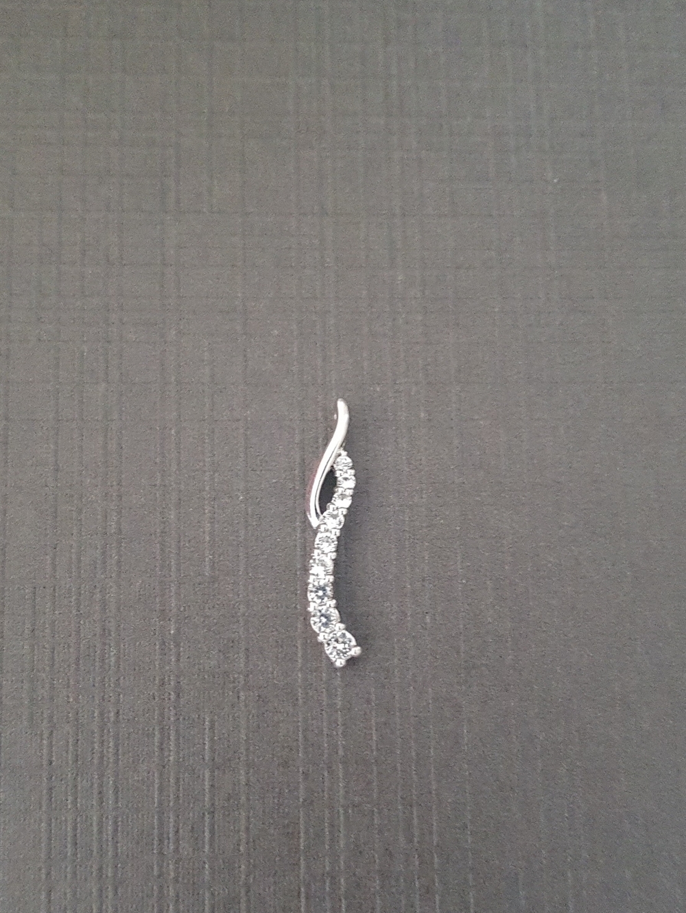 Sterling Silver Curved Clear Crystal Pendant Necklace Charm